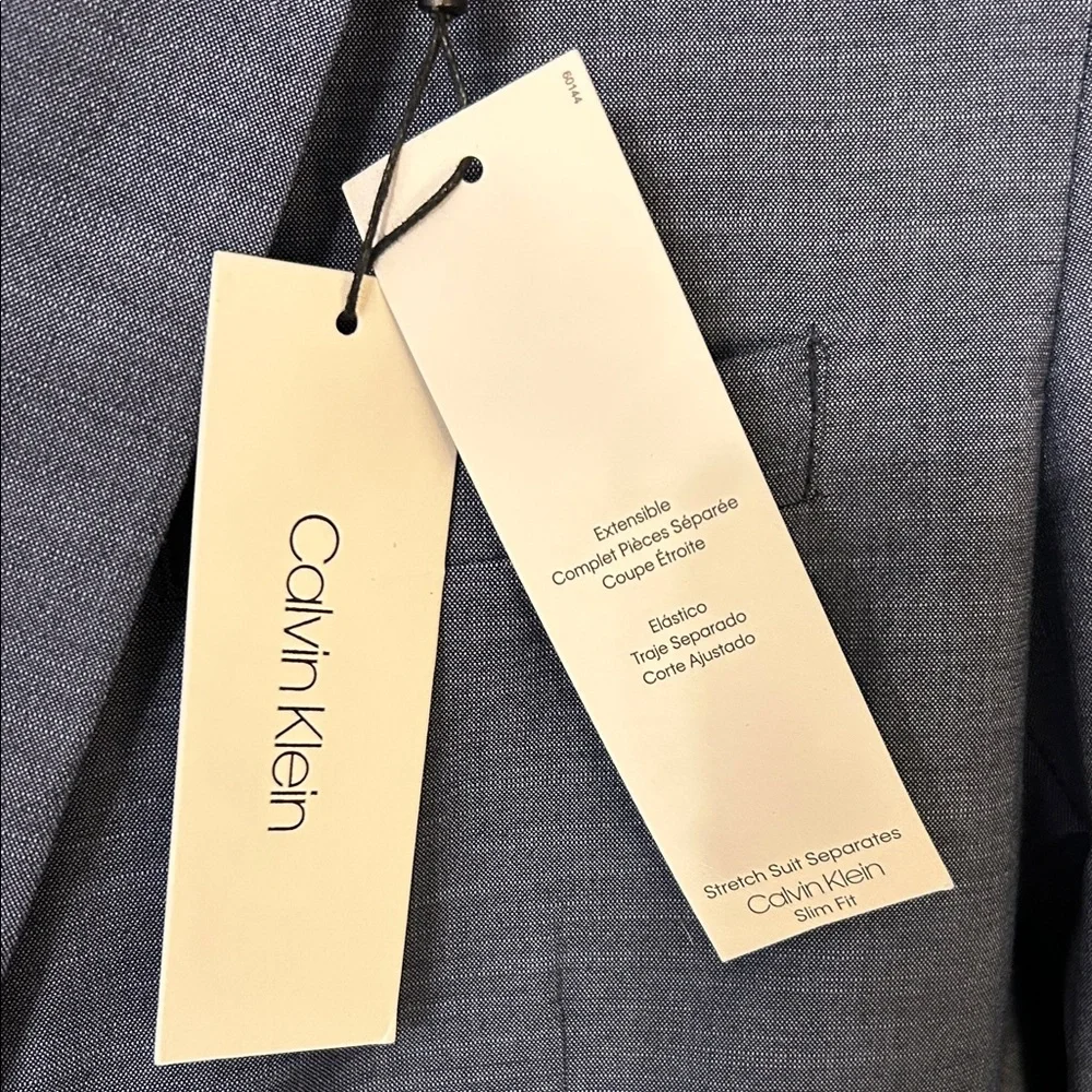 NWT Calvin Klein Boys Mixed Size, Slim Fit Medium Blue Single Breasted Suit - Picture 2 of 11